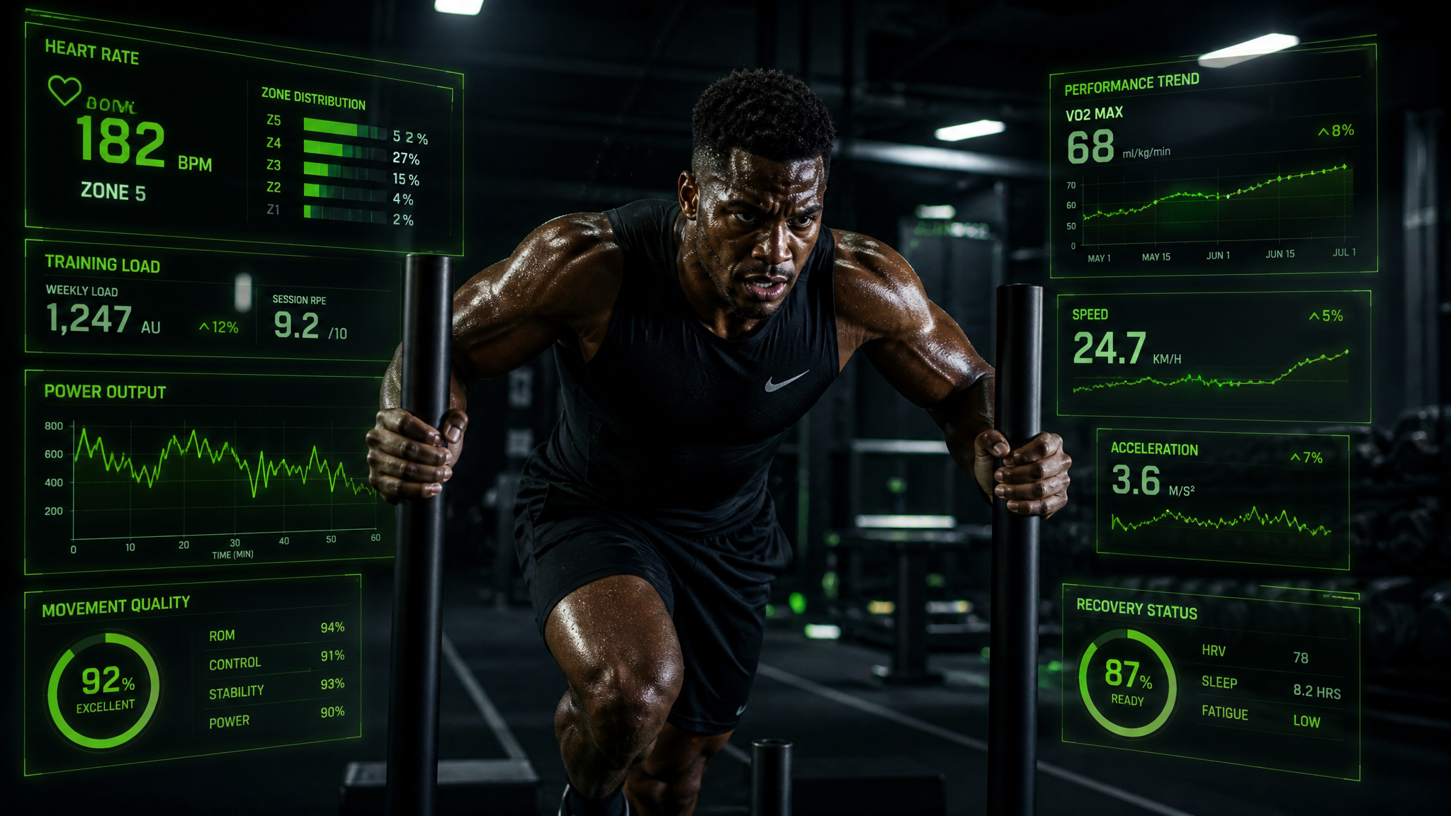 Atleta con datos de rendimiento